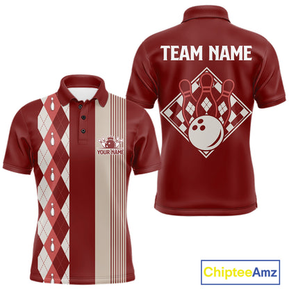 Red Argyle Bowling Retro Bowling Shirts For Men Custom Argyle Youth Bowling Team Jerseys NYN4995