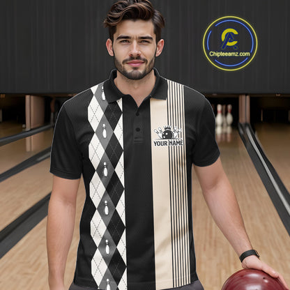 Black Argyle Bowling Retro Bowling Shirts For Men Custom Argyle Youth Bowling Team Jerseys NYN4996