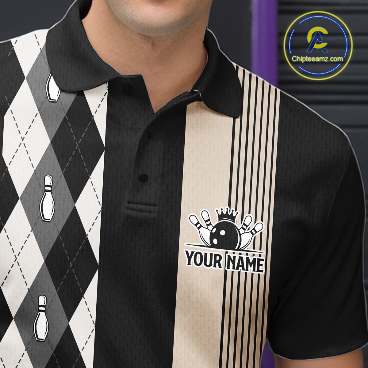 Black Argyle Bowling Retro Bowling Shirts For Men Custom Argyle Youth Bowling Team Jerseys NYN4996