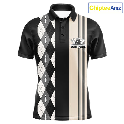 Black Argyle Bowling Retro Bowling Shirts For Men Custom Argyle Youth Bowling Team Jerseys NYN4996