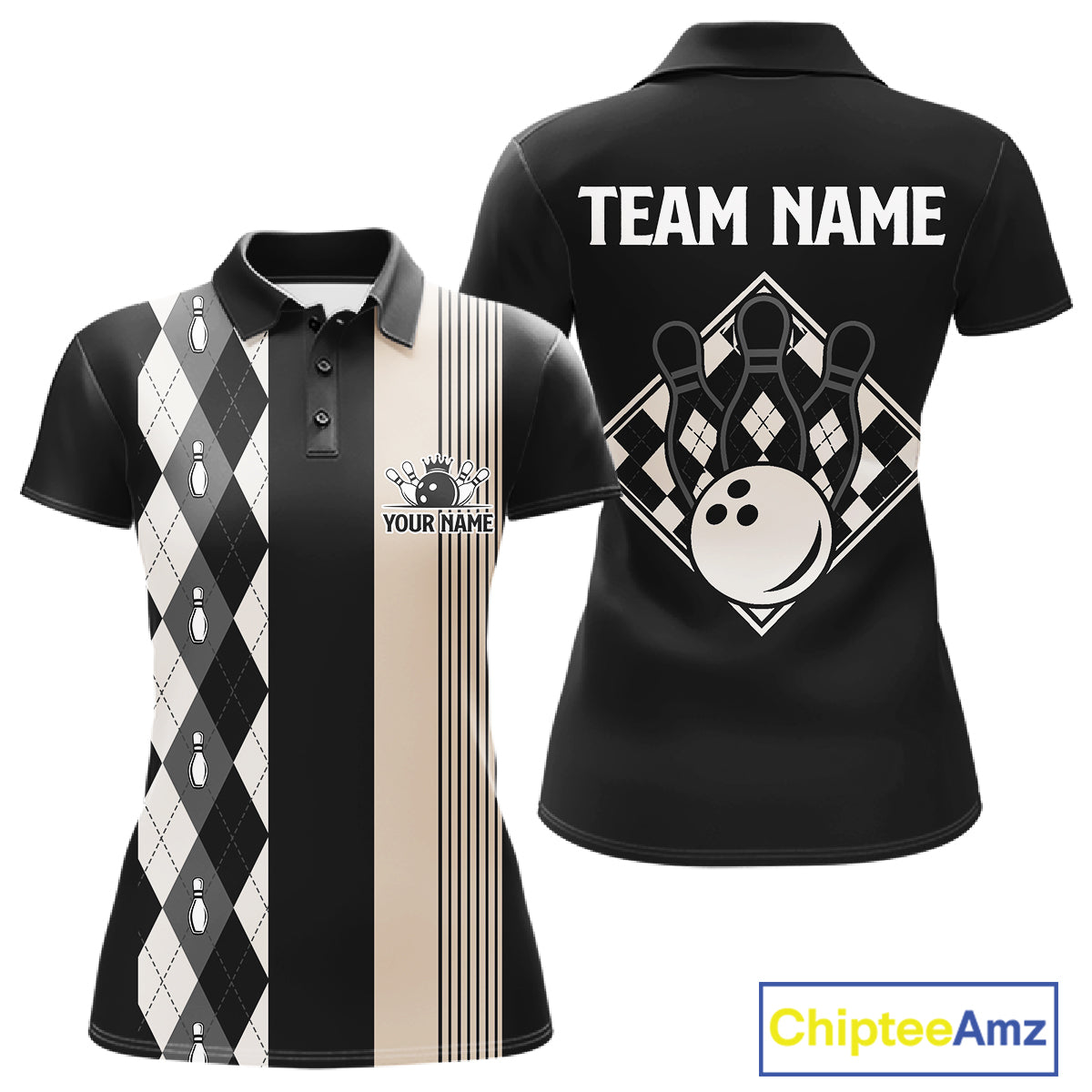 Black Argyle Bowling Retro Bowling Shirts For Women Custom Argyle Youth Bowling Team Jerseys NYN4996