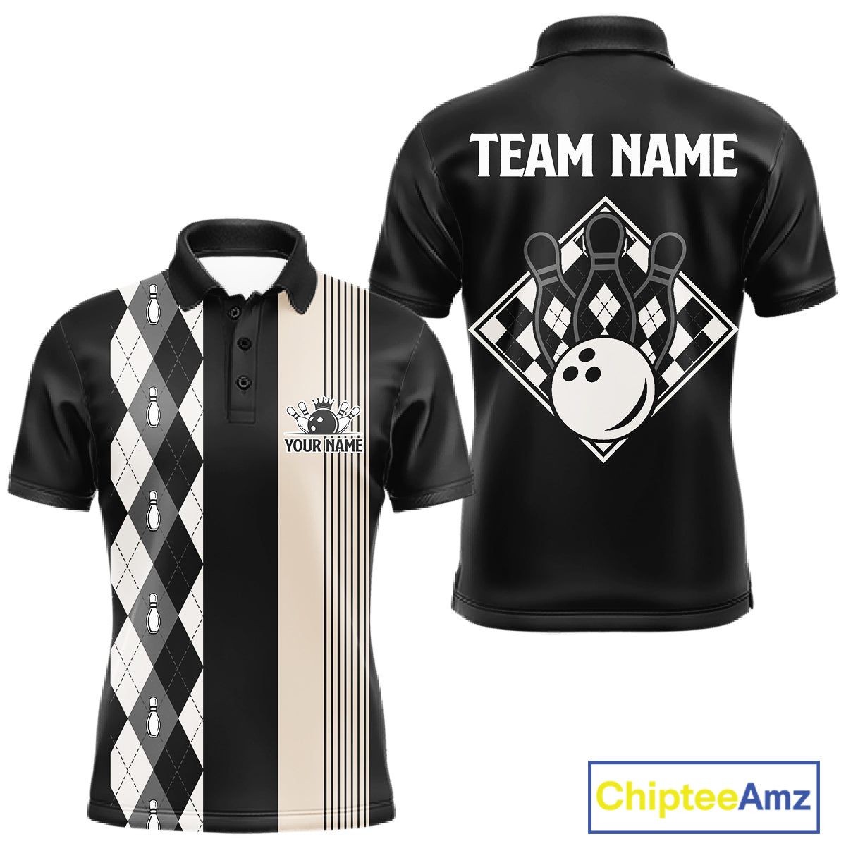 Black Argyle Bowling Retro Bowling Shirts For Men Custom Argyle Youth Bowling Team Jerseys NYN4996