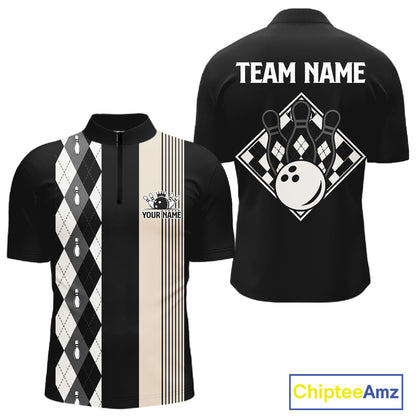Black Argyle Bowling Retro Bowling Shirts For Men Custom Argyle Youth Bowling Team Jerseys NYN4996