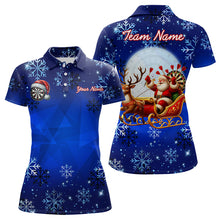 Load image into Gallery viewer, Funny Santa Snowflakes Pattern Custom Blue Christmas Dart Shirts For Women, Xmas Gifts For Dart Lover TDM3108