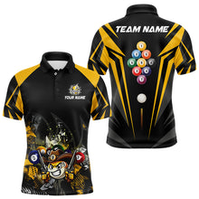 Load image into Gallery viewer, Funny 9 Ball Cowhand Billiard Shirts For Men Custom Yellow Black 9 Ball Pool Billiard Jerseys TDM3106