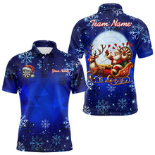 Load image into Gallery viewer, Funny Santa Snowflakes Pattern Custom Blue Christmas Dart Shirts For Men, Xmas Gifts For Dart Lover TDM3108