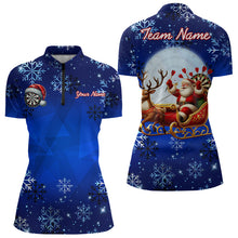 Load image into Gallery viewer, Funny Santa Snowflakes Pattern Custom Blue Christmas Dart Shirts For Women, Xmas Gifts For Dart Lover TDM3108