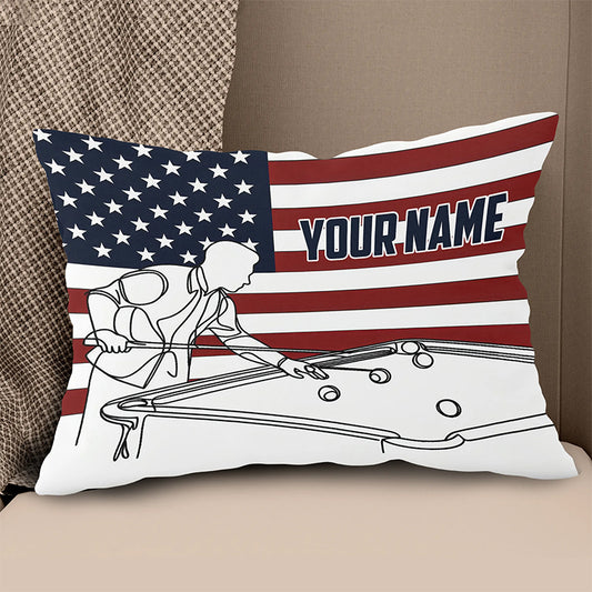 Patriotic US Flag Billiard Player Pillows Custom Billiard Throw Pillow TDM0823