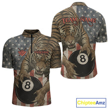 Load image into Gallery viewer, Personalized Vintage American Flag Tiger Billiard Shirt For Men, 8 Ball Pool Billiard Team Jerseys TDM5590