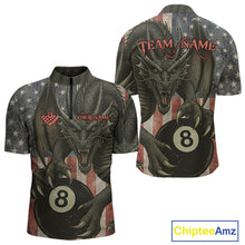Load image into Gallery viewer, Personalized Vintage American Flag Dragon Billiard Shirt For Men, 8 Ball Pool Billiard Team Jerseys TDM5592