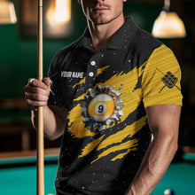 Load image into Gallery viewer, Yellow Black Grunge American Flag 9 Ball Pool Men Billiard Shirt Custom 9 Ball Billiard Team Jersey TDM3502