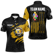 Load image into Gallery viewer, Yellow Black Grunge American Flag 9 Ball Pool Men Billiard Shirt Custom 9 Ball Billiard Team Jersey TDM3502