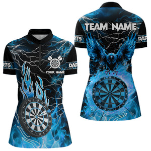 Blue Flaming Custom Eagle Dart Shirt For Women, Thunder Lightning Dart Jersey TDM3507