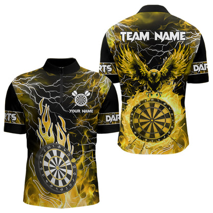 Yellow Dart Board Fire Flame Custom Eagle Dart Shirts For Men, Thunder Lightning Dart Team Jerseys TDM3508