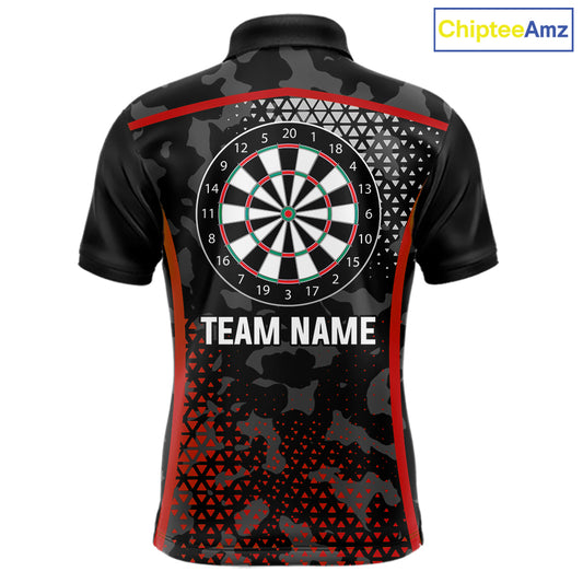Black And Red Camo Dart Shirt With Pocket Option For Men Custom Dart Jersey TDM5829