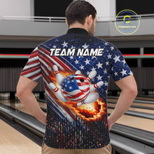 Load image into Gallery viewer, American Flag Fire Patriotic Bowling Shirt For Men Custom Bowling Team Jersey Polo &amp; 1/4 Zip TDM6204