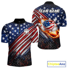 Load image into Gallery viewer, American Flag Fire Patriotic Bowling Shirt For Men Custom Bowling Team Jersey Polo &amp; 1/4 Zip TDM6204