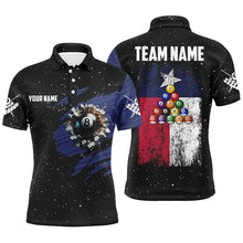 Load image into Gallery viewer, Customized Grunge Texas Flag 8 Ball Pool Men Billiard Jersey Shirts, Patriotic Pool Player Shirts TDM1714