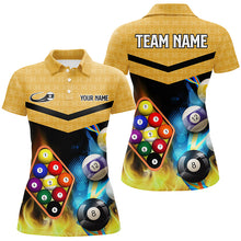 Load image into Gallery viewer, Customized Yellow Billiard 9 Ball 3D Polo &amp; Quarter-Zip Shirts For Women, 9 Ball Pool Jerseys Attire TDM1718