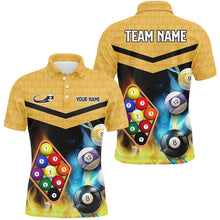 Load image into Gallery viewer, Customized Yellow Billiard 9 Ball 3D Polo &amp; Quarter-Zip Shirts For Men, 9 Ball Pool Jerseys Attire TDM1718