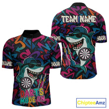 Load image into Gallery viewer, Darts Mode On Funny Shark Graffiti Style Custom Dart Shirts For Men, Dart Jersey Best Darts Outfit TDM4093
