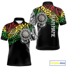 Load image into Gallery viewer, Custom tribal darts polo jersey for men with bold graphics and personalized player name style.