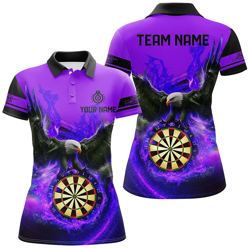 Personalized 3D Eagle Flying On Dart Board Fire Darts Shirts For Women Custom Darts Jerseys |Purple TDM2125