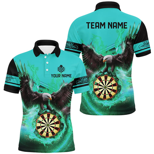 Personalized 3D Eagle Flying On Dart Board Fire Darts Shirts For Men Custom Darts Jersey |Turquoise TDM2127