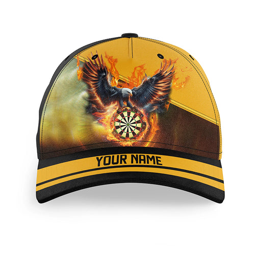 Personalized Eagle Flying On Dartboard Fire Custom Name Dart Hats, 3D Printed Darts Baseball Caps TDM2128