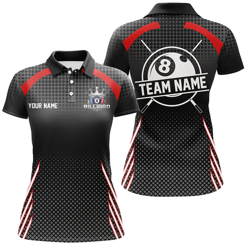 Personalized Billiard Tournament Pool Shirts For Women, Best Custom 8 Ball Billiard Team Jerseys |Red TDM2131