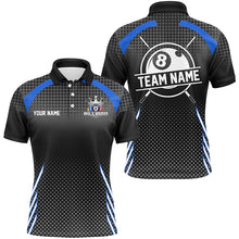 Load image into Gallery viewer, Personalized Billiard Tournament Pool Shirts For Men, Best Custom 8 Ball Billiard Team Jersey |Blue TDM2132