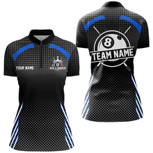 Load image into Gallery viewer, Personalized Billiard Tournament Pool Shirts For Women, Best Custom 8 Ball Billiard Team Jersey |Blue TDM2132