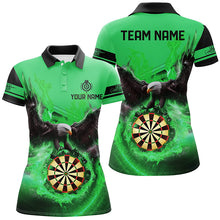 Load image into Gallery viewer, Personalized 3D Eagle Flying On Dart Board Fire Darts Shirts For Women Custom Darts Jerseys |Green TDM2384