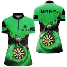 Load image into Gallery viewer, Personalized 3D Eagle Flying On Dart Board Fire Darts Shirts For Women Custom Darts Jerseys |Green TDM2384