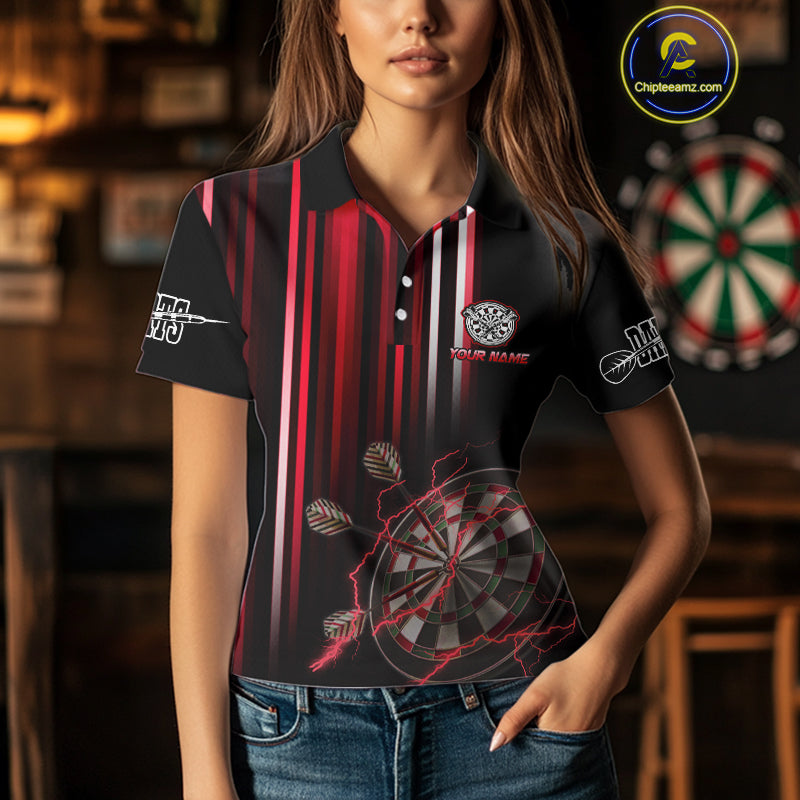 Red Throwing Skills Loading Custom Darts Shirt For Women With Pocket Option TDM4702