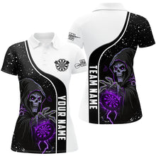 Load image into Gallery viewer, Purple Death Skeleton Darts Women Polo &amp; Quarter-Zip Custom Darts Shirts For Team Darts Jerseys TDM2626