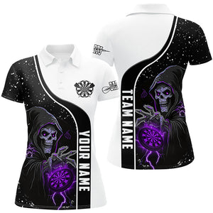 Purple Death Skeleton Darts Women Polo & Quarter-Zip Custom Darts Shirts For Team Darts Jerseys TDM2626