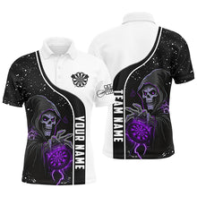 Load image into Gallery viewer, Purple Death Skeleton Darts Men Polo &amp; Quarter-Zip Custom Darts Shirts For Team Darts Jerseys TDM2626