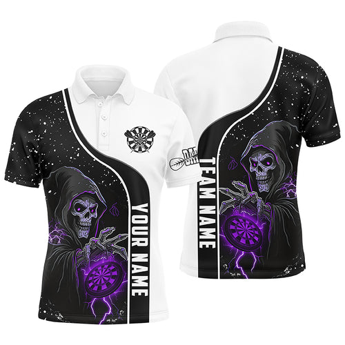 Purple Death Skeleton Darts Men Polo & Quarter-Zip Custom Darts Shirts For Team Darts Jerseys TDM2626