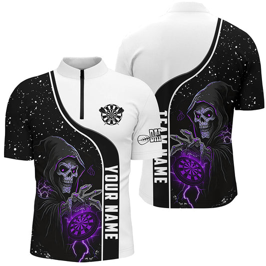 Purple Grim Reaper Darts Men Polo & Quarter-Zip Custom Darts Shirts For Team Darts Jerseys TDM2626