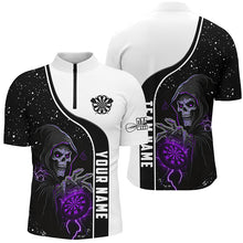 Load image into Gallery viewer, Purple Death Skeleton Darts Men Polo &amp; Quarter-Zip Custom Darts Shirts For Team Darts Jerseys TDM2626