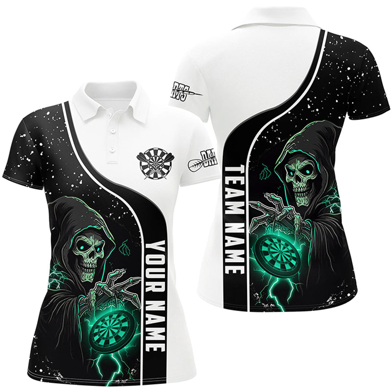 Turquoise Death Skeleton Darts Women Polo & Quarter-Zip Custom Darts Shirts For Team Darts Jerseys TDM2627