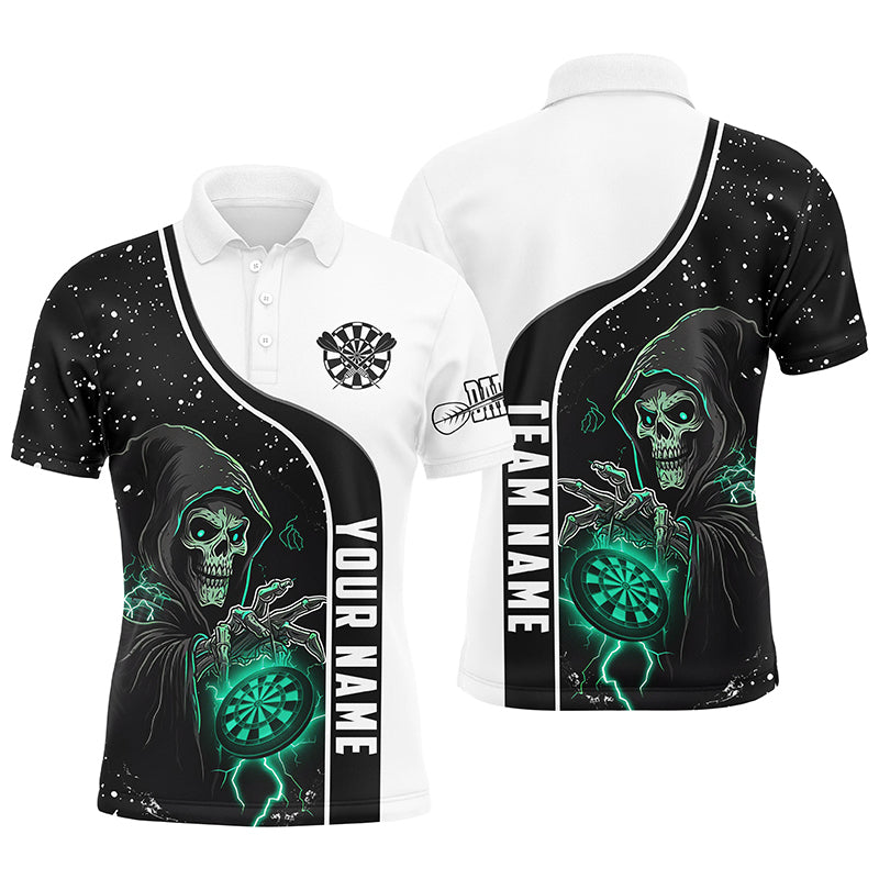 Turquoise Death Skeleton Darts Men Polo & Quarter-Zip Custom Darts Shirts For Team Darts Jerseys TDM2627