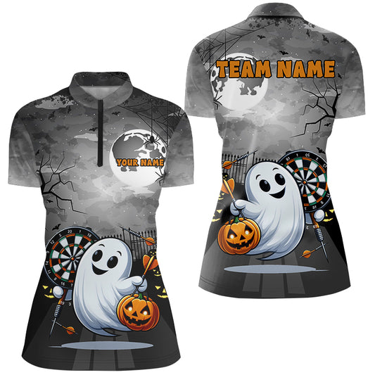 Funny Ghostly Halloween Darts Shirt For Women Custom Halloween Gifts For Darts Lover TDM2628