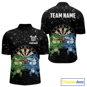 Personalized Funny Shark And Alligator Darts Shirt For Men Custom Darts Team Jersey, Darts Gifts TDM4900