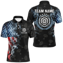 Load image into Gallery viewer, Personalized Smoke USA Flag Archery Polo &amp; 1/4 Zip Shirts For Men, Patriotic Archery Team Jerseys TDM2868