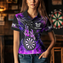 Load image into Gallery viewer, Purple Dart Board Fire Flame Custom Eagle Dart Shirts For Women, Thunder Lightning Dart Team Jerseys TDM2877