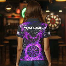 Load image into Gallery viewer, Purple Dart Board Fire Flame Custom Eagle Dart Shirts For Women, Thunder Lightning Dart Team Jerseys TDM2877