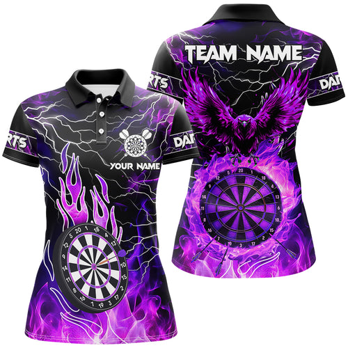 Purple Dart Board Fire Flame Custom Eagle Dart Shirts For Women, Thunder Lightning Dart Team Jerseys TDM2877