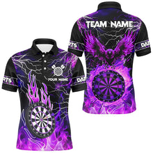 Load image into Gallery viewer, Purple Dart Board Fire Flame Custom Eagle Dart Shirts For Men, Thunder Lightning Dart Team Jerseys TDM2877